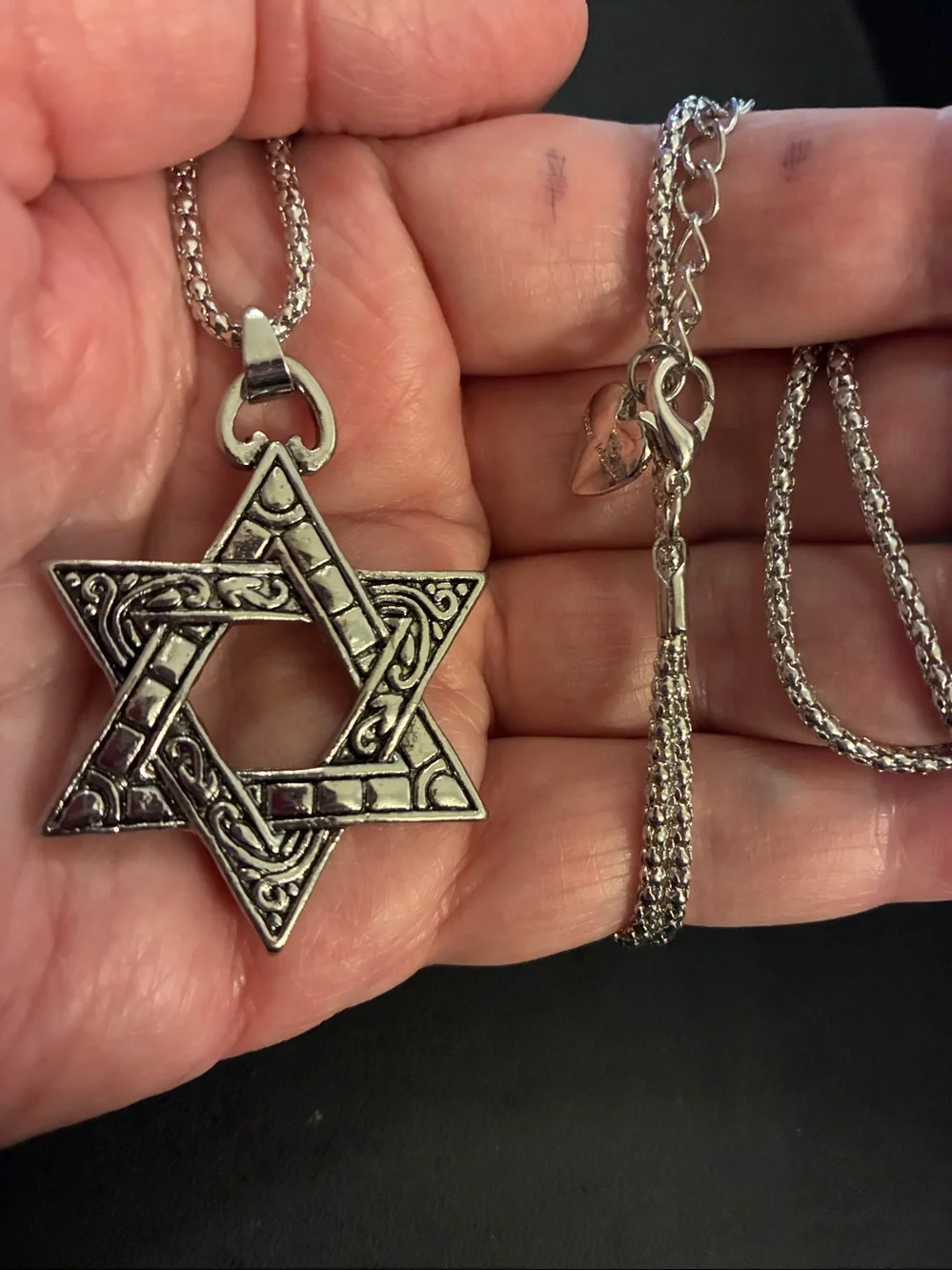 Silver Star of David Pendant Necklace NWOT